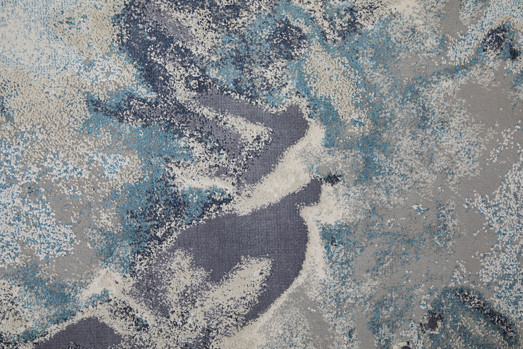 Astra Transitional Abstract Blue Gray Ivory Area Rug (5' x 8')