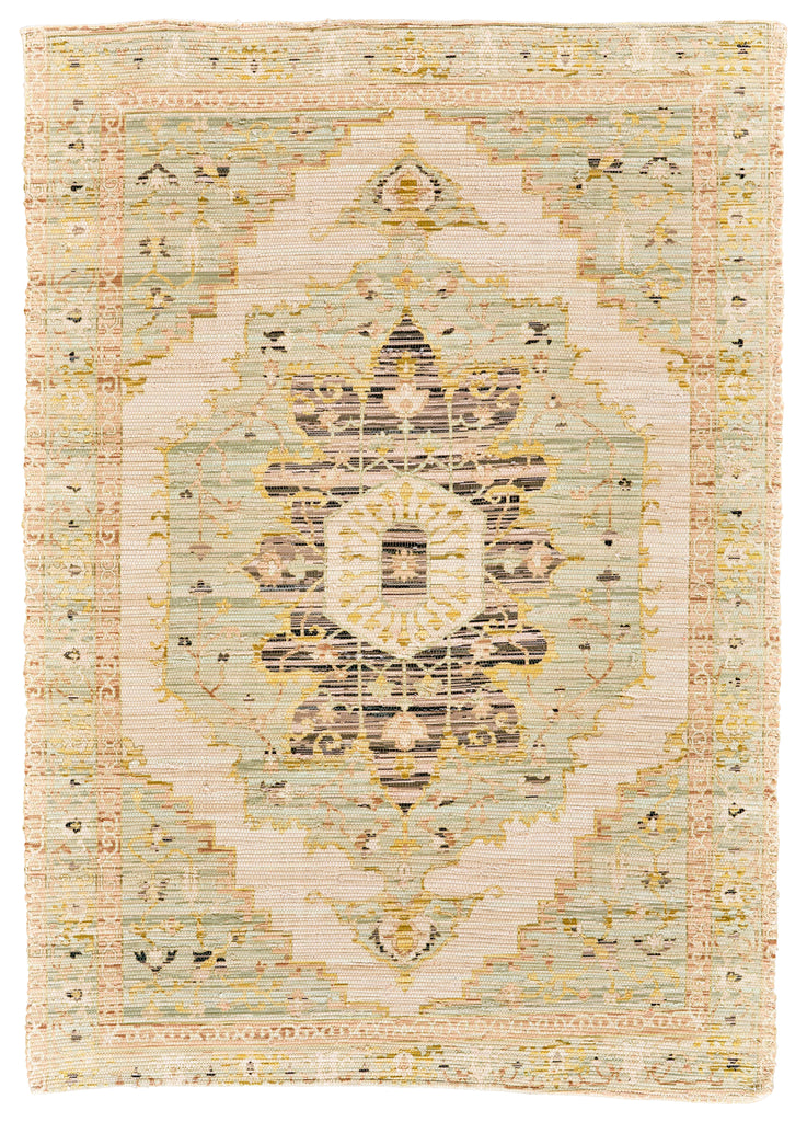 Mcclare Modern Medallion Ivory Green Yellow Area Rug (5' x 8')