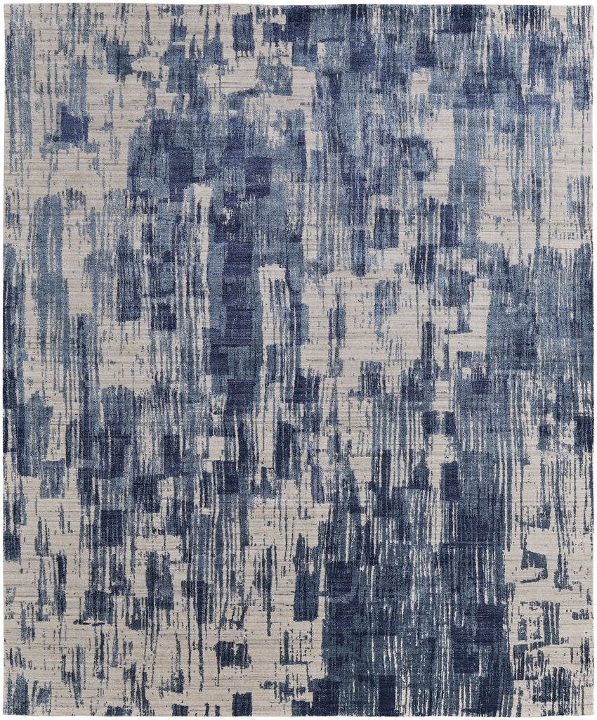 Eastfield Modern Abstract Blue Ivory Area Rug (9' x 12' / Pattern 1)