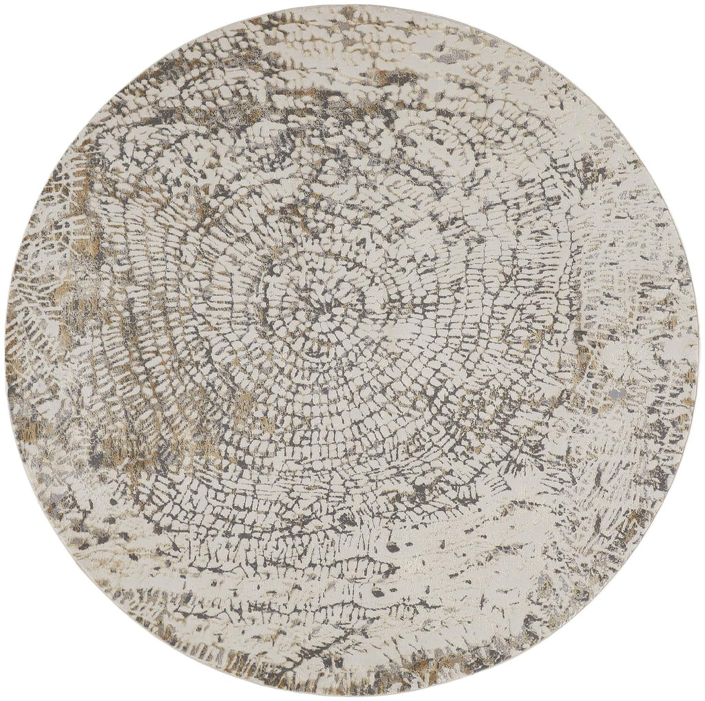 Parker Transitional Abstract Ivory Tan Gray Area Rug (7'9" x 7'9")