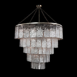 Twilight Twenty-Four-Light Slumped Glass Chandelier, Silver