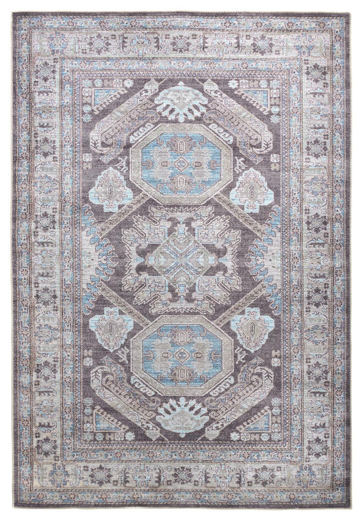 Percy Transitional Medallion Gray Taupe Blue Area Rug (9'2" x 12')