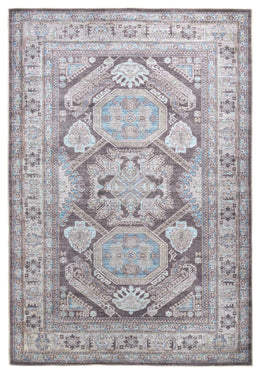 Percy Transitional Medallion Gray Taupe Blue Area Rug (7'10" x 9'10")