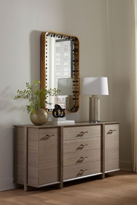 Watson 4-Drawer and 2-Door Cabinet, Light Mocha Shimmer Weave