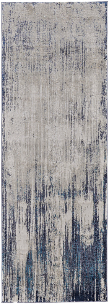 Indio Modern Abstract Tan Blue Ivory Area Rug (2'10" x 7'10")