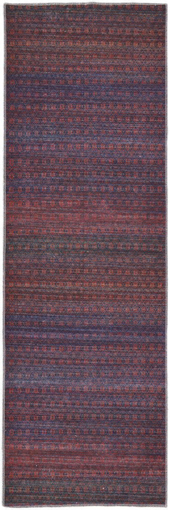 Voss Transitional Diamond Red Gray Area Rug (2'7" x 8')