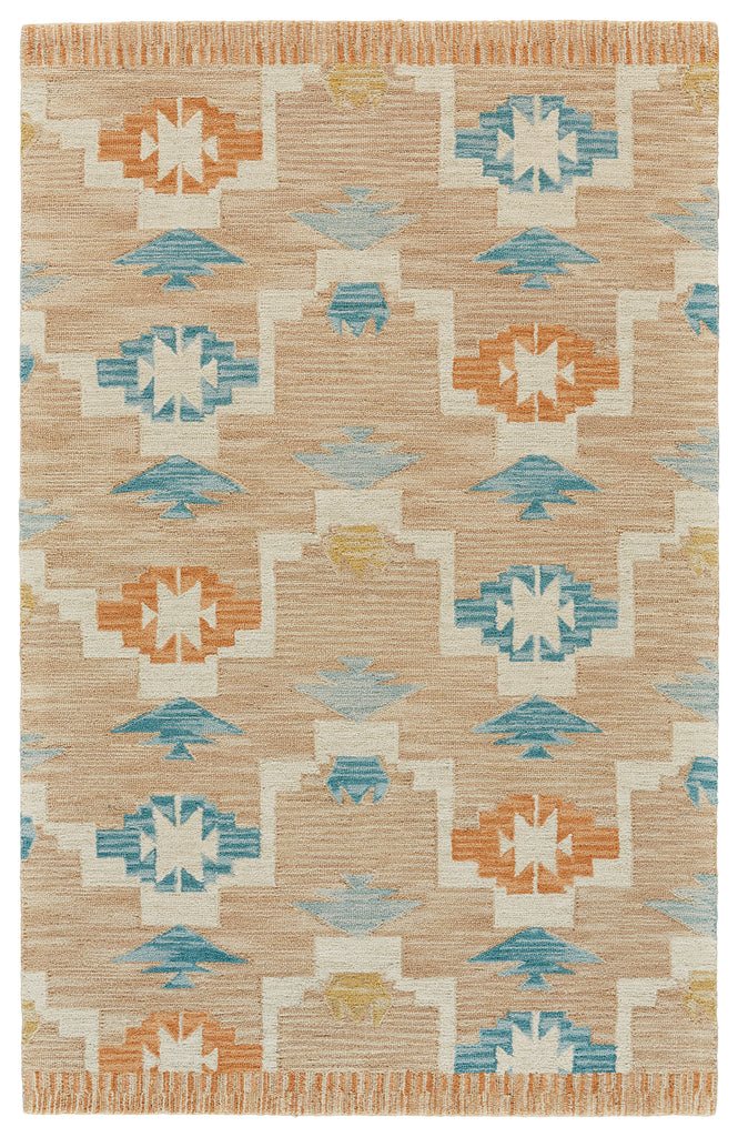 Fariza Modern Geometric Tan Blue Area Rug (8' x 11')