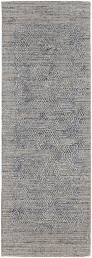 Elias Modern Abstract Gray Blue Area Rug (2'9" x 8' / Pattern 2)