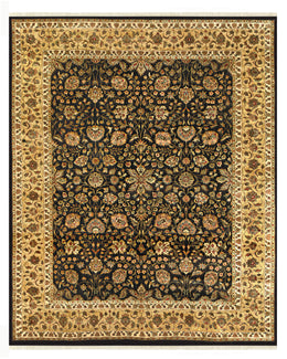 Sophia Traditional Medallion Black Gold Tan Area Rug (8' x 8')