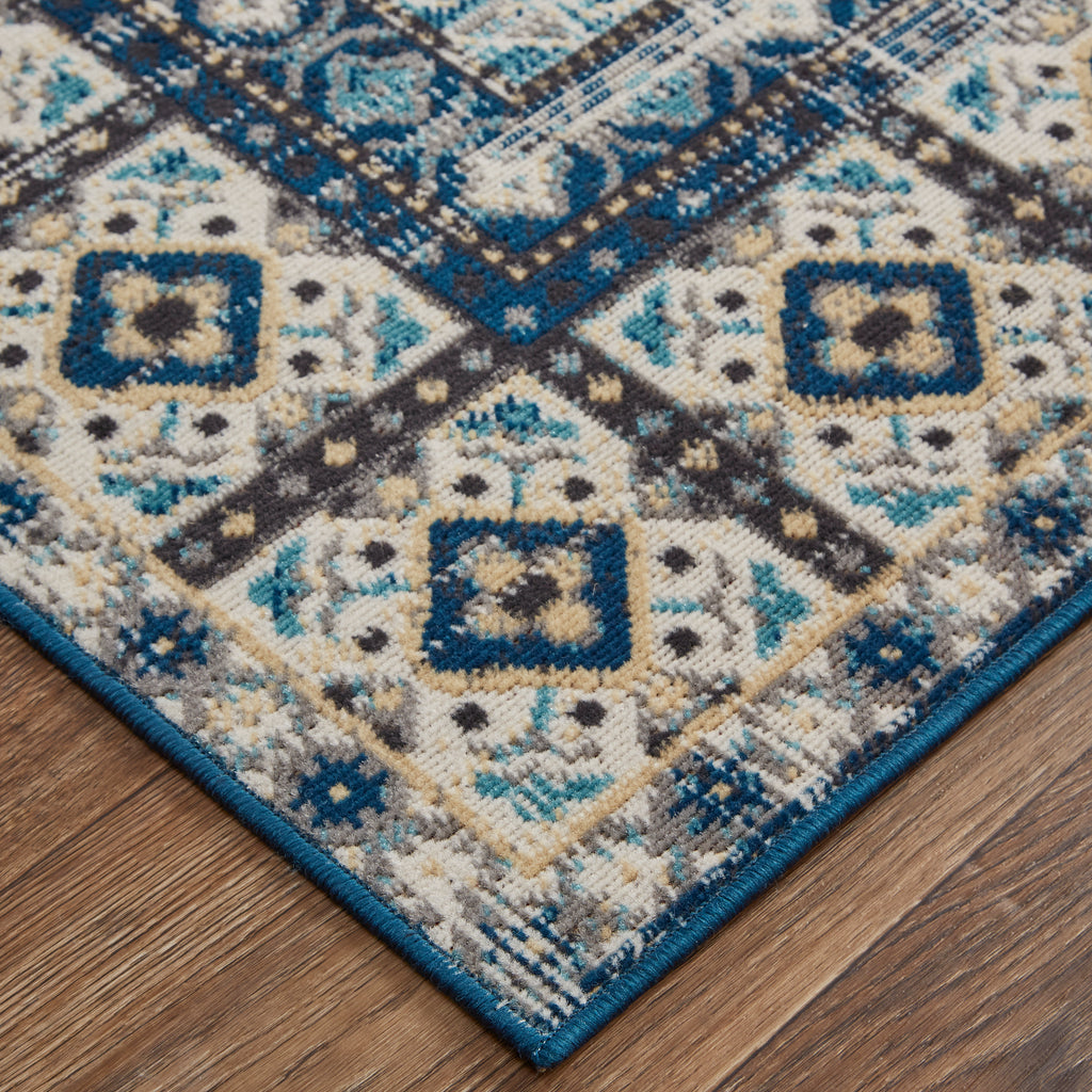 Nolan Transitional Medallion Ivory Tan Blue Area Rug (5' x 8')