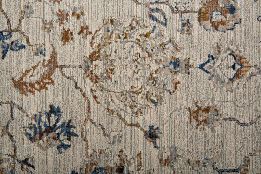 Kaia Transitional Floral Botanical Ivory Orange Blue Area Rug (3' x 10')