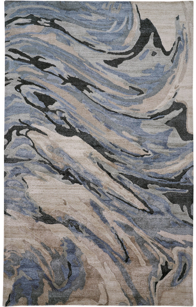 Dryden Transitional Abstract Blue Gray Taupe Area Rug (5' x 8')