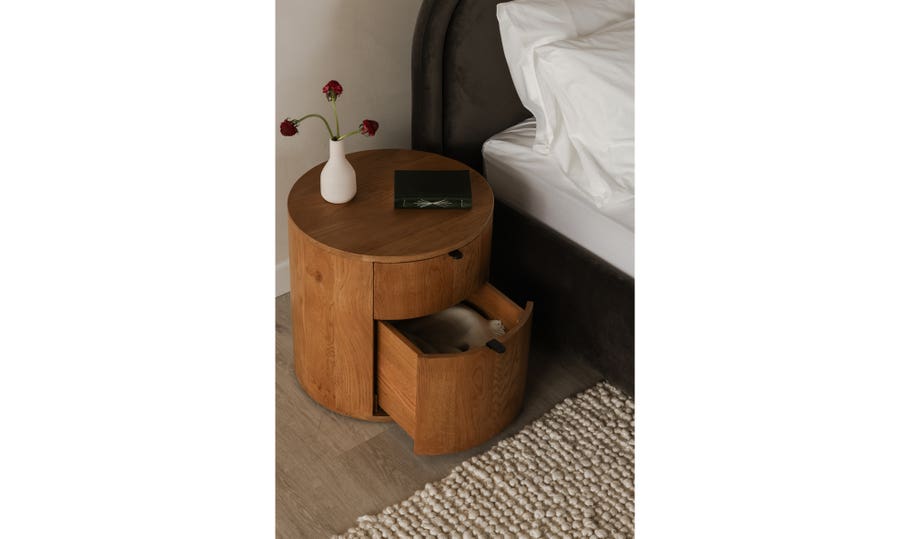Theo Two Drawer Nightstand, Natural