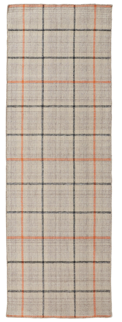 Jemma Transitional Plaid Tan Orange Gray Area Rug (2'6" x 8')