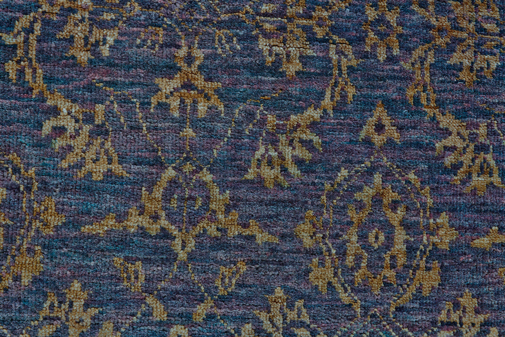 Tesoro II Transitional Damask Blue Gold Purple Area Rug (7'9" x 9'9")