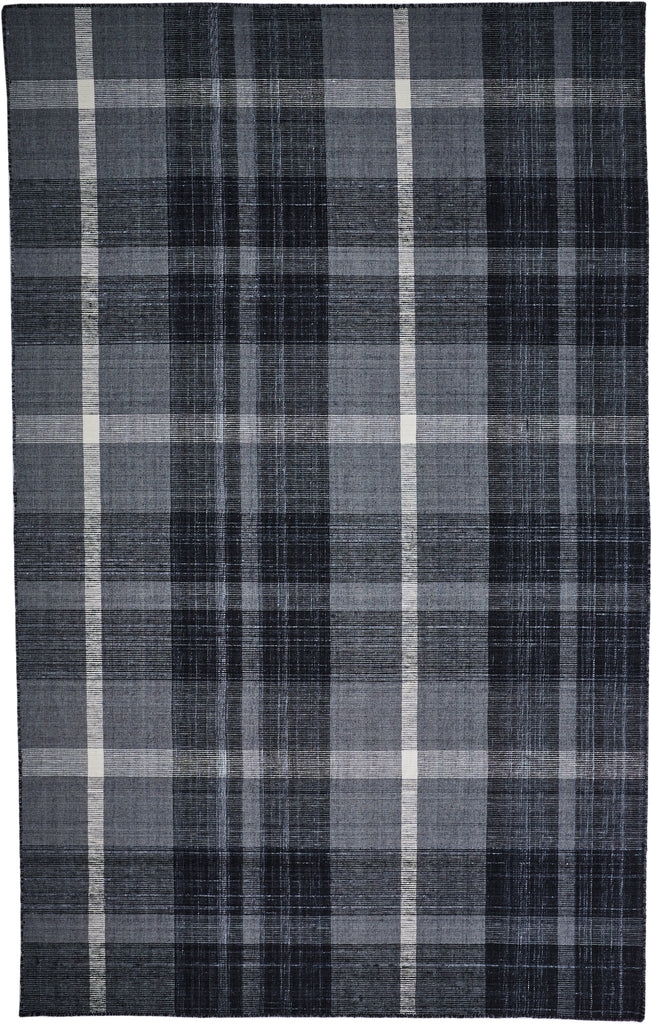 Crosby Transitional Plaid Black Gray White Area Rug (2' x 3')