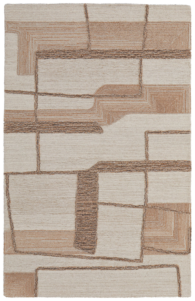 Pollock Modern Geometric Ivory Brown Tan Area Rug (9' x 12')