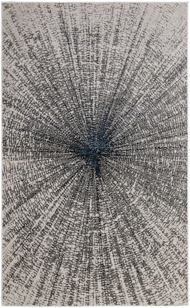 Micah Modern Abstract Ivory Gray Blue Area Rug (1'8" x 2'10")