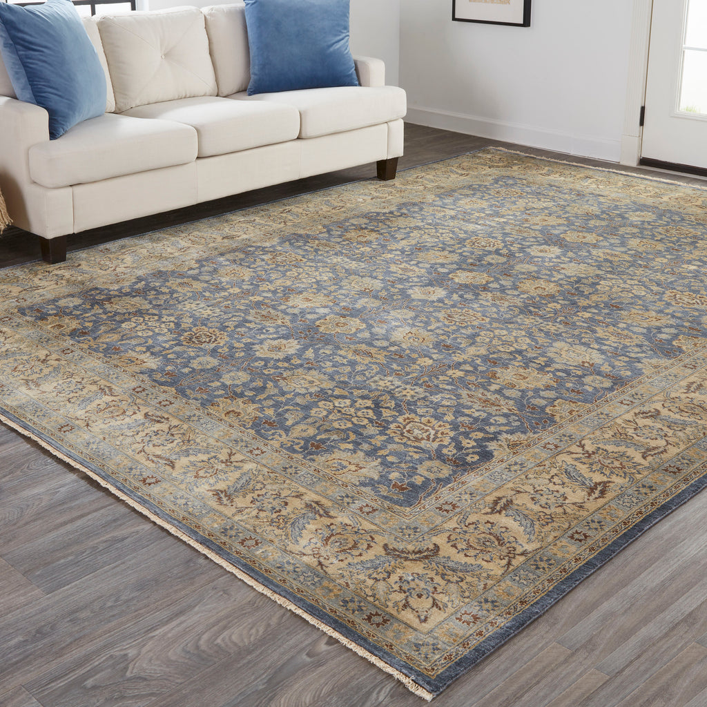 Ouray Traditional Oriental Blue Tan Taupe Area Rug (7'9" x 9'9")