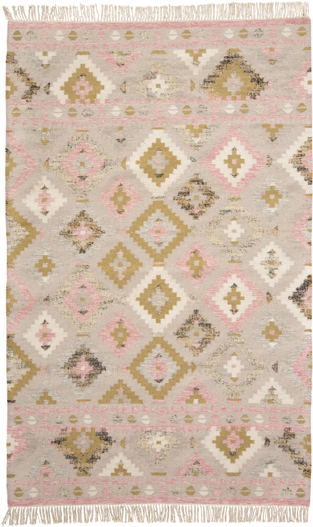 Savona III Transitional Diamond Pink Gold Taupe Area Rug (9' x 12')