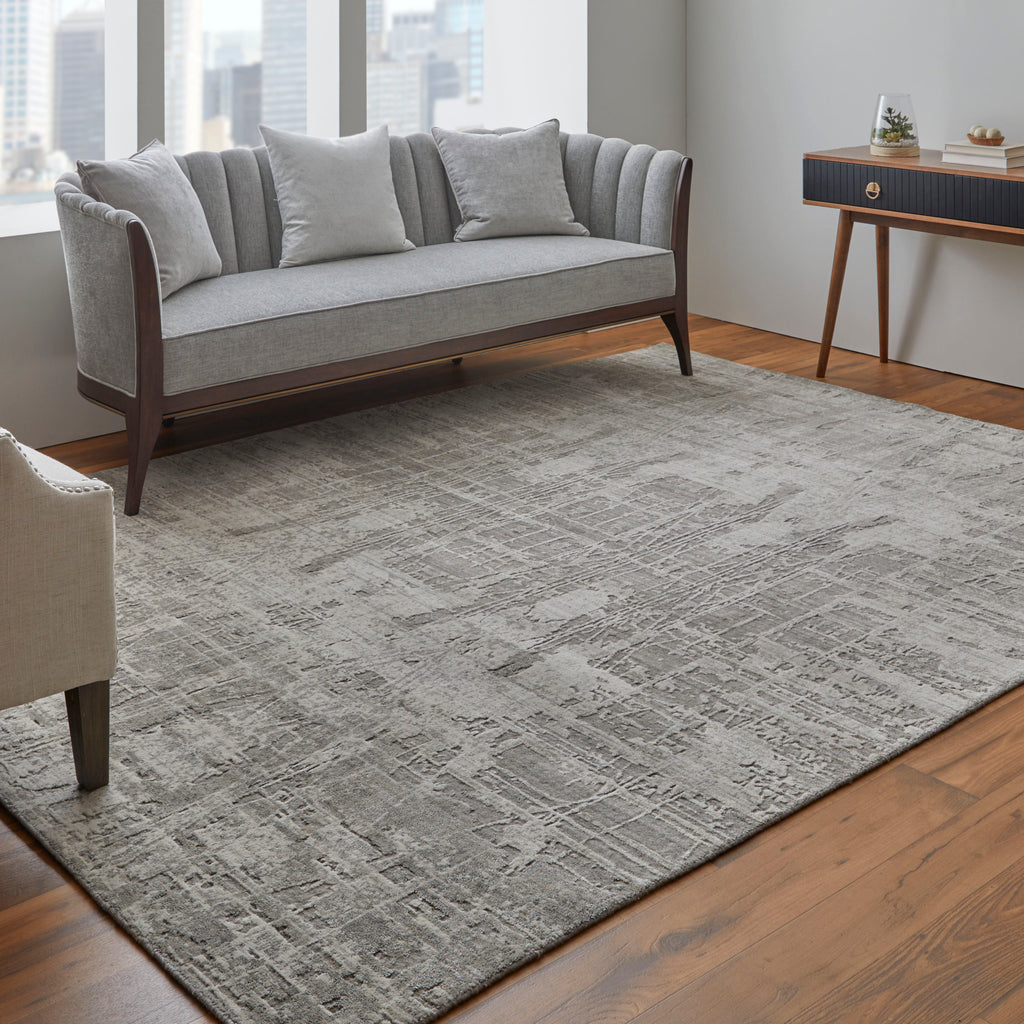 Eastfield Modern Abstract Gray Ivory Area Rug (5' x 8' / Pattern 2)