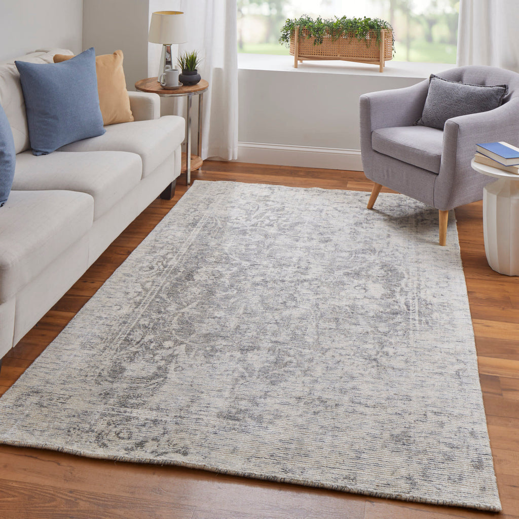 Reagan Transitional Floral Botanical Ivory Gray Area Rug (9'6" x 13'6")