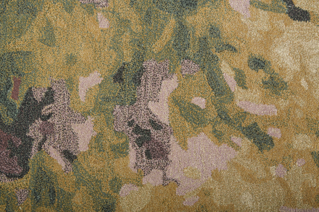 Amira Transitional Abstract Gold Purple Green Area Rug (5' x 8')