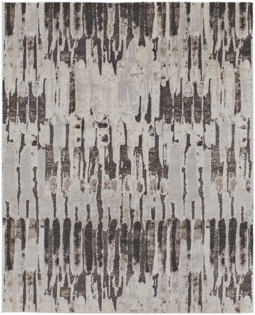 Vancouver Modern Abstract Ivory Brown Gray Area Rug (4' x 6')