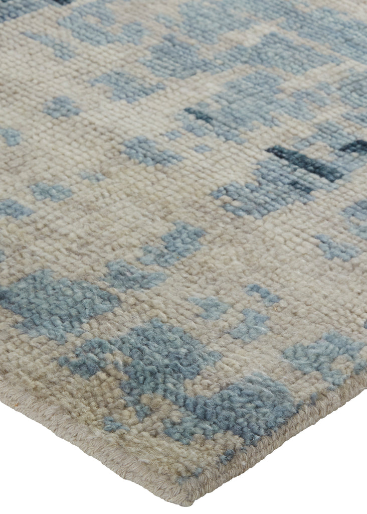 Palomar Transitional Abstract Blue Tan Area Rug (5'6" x 8'6")