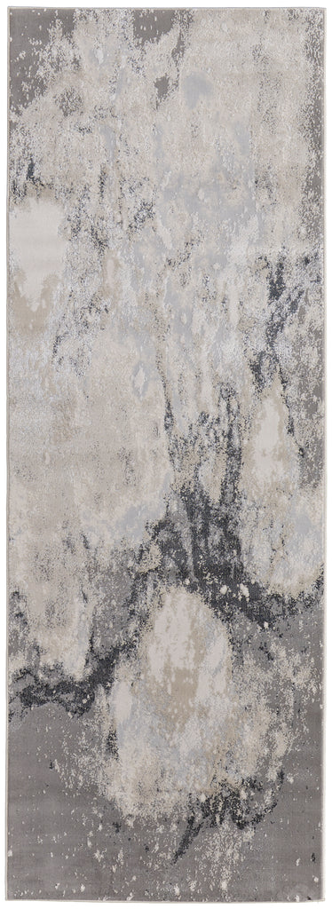 Astra Transitional Abstract Gray Ivory Area Rug (2'10" x 7'10")