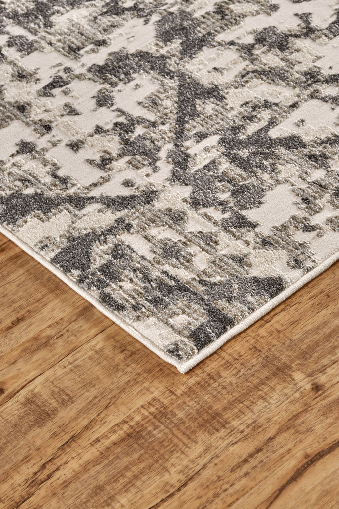 Kano Transitional Distressed Gray Ivory Silver Area Rug (2'7" x 8')