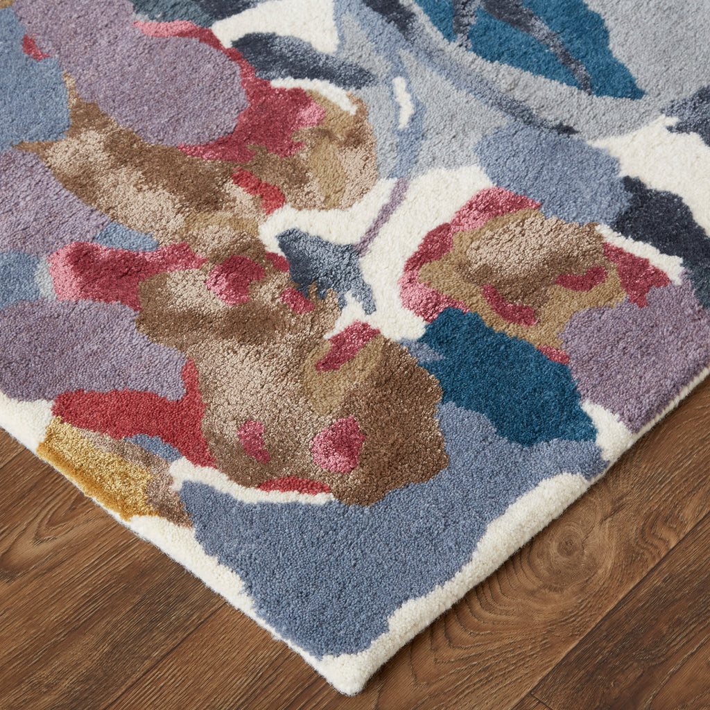 Dafney Transitional Floral Botanical Blue Gray Pink Area Rug (8' x 10')