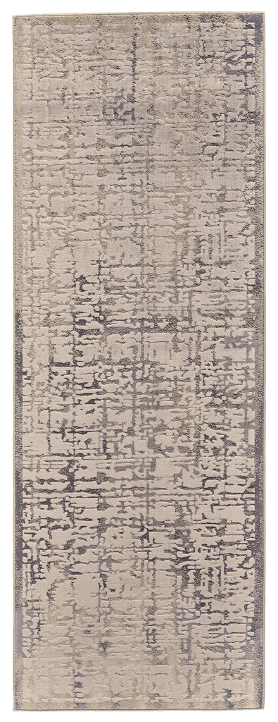 Prasad Modern Abstract Gray Ivory Area Rug (2'10" x 7'10")