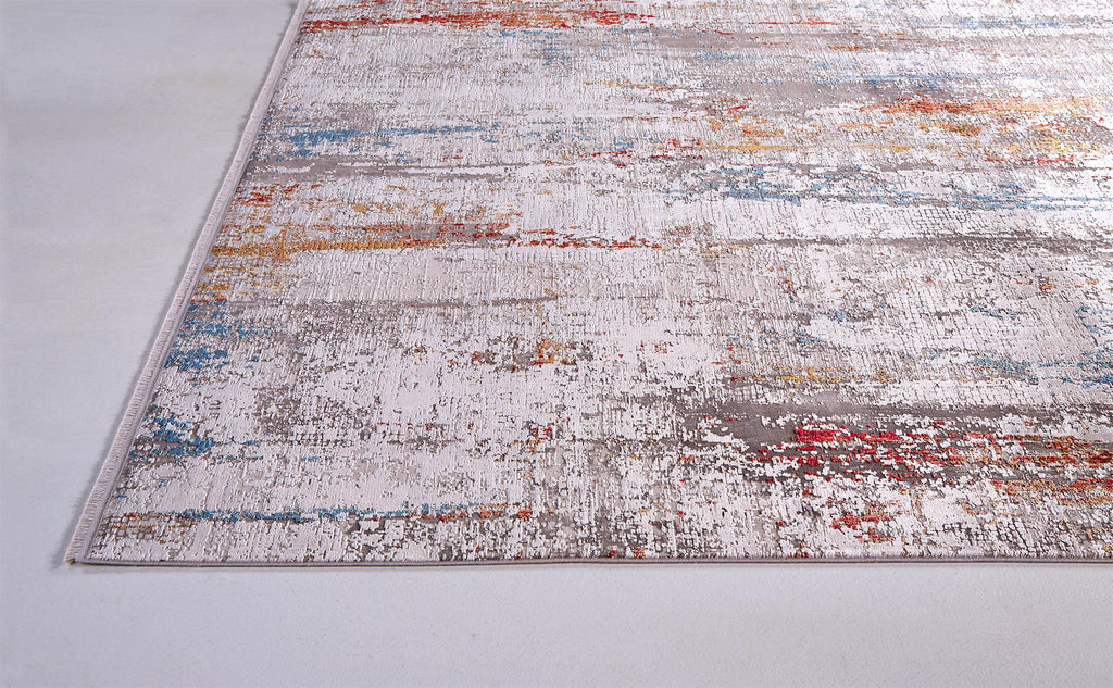 Cadiz Modern Abstract Gray Red Blue Area Rug (3'1" x 5' / Pattern 1)