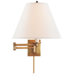 Primitive Swing Arm - Hand-Rubbed Antique Brass With Linen Shade by Visual Comfort
