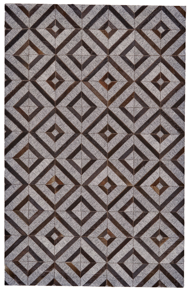 Fannin Transitional Geometric Gray Black Brown Area Rug (5' x 8')