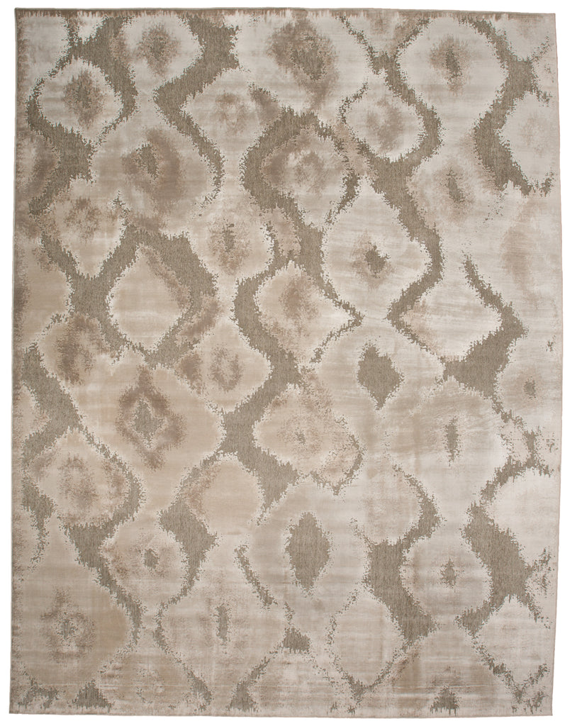 Saphir Zam Modern Abstract Ivory Gray Taupe Area Rug (5'3" x 7'6")