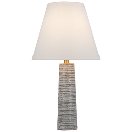 Gates Medium Column Table Lamp, Malt White Dust With Linen Shade