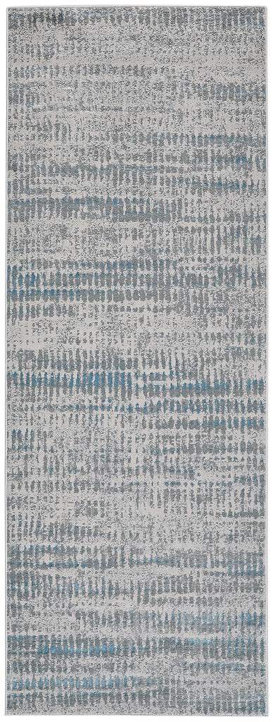 Azure Modern Abstract Blue Gray Ivory Area Rug (2'10" x 7'10")