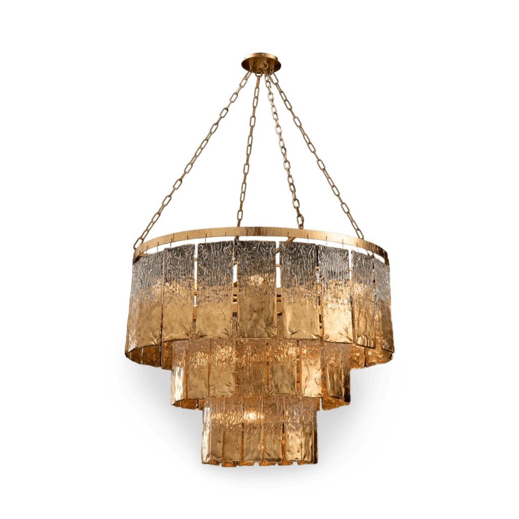 Twilight Sixteen-light Slumped Glass Chandelier, Gold