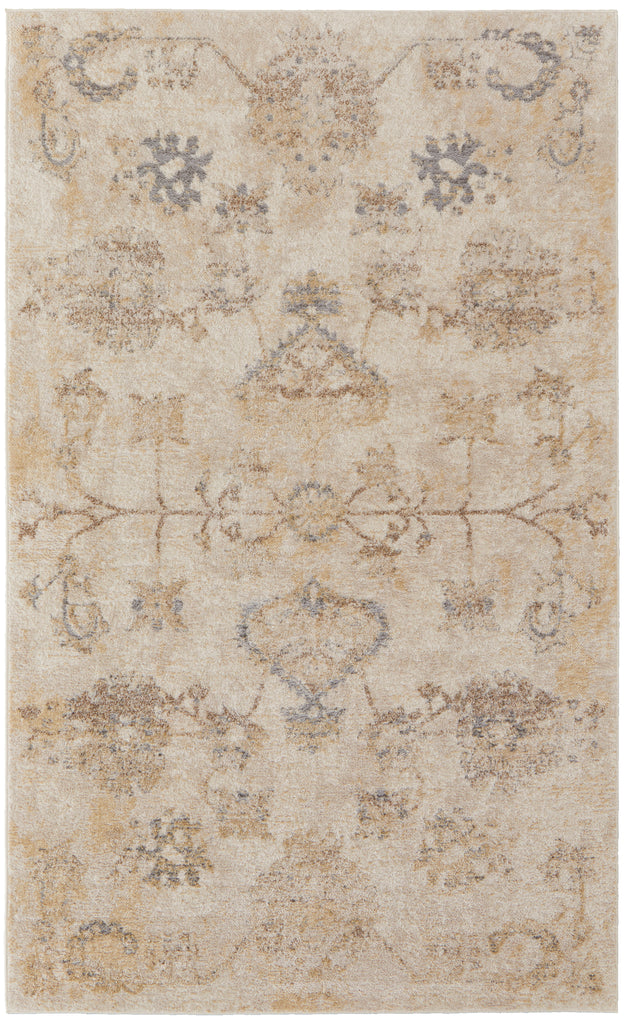 Camellia Transitional Floral Botanical Ivory Gray Area Rug (8' x 10' / Pattern 2)