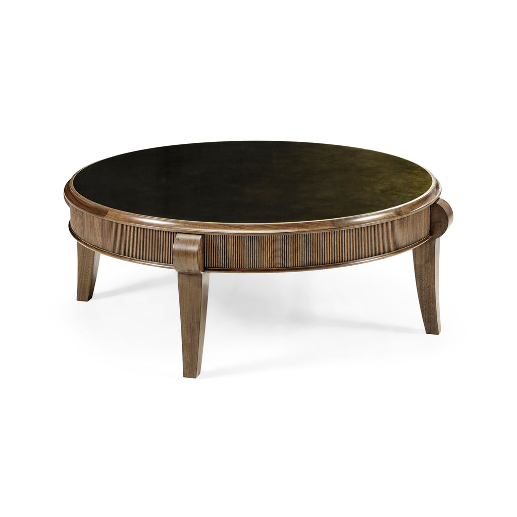 Berkley Circular Walnut & Dark Moss Bronze Cocktail Table