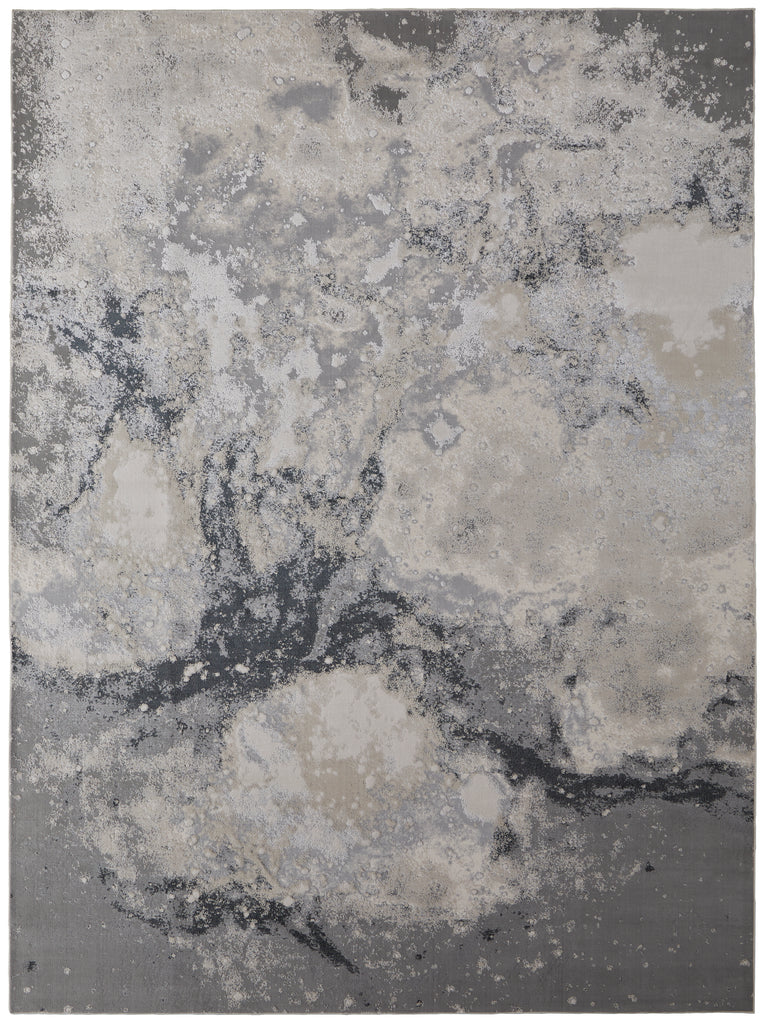 Astra Transitional Abstract Gray Ivory Area Rug (1'8" x 2'10")