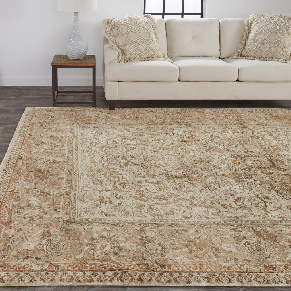 Ouray Traditional Oriental Tan Brown Taupe Area Rug (5'6" x 8'6")