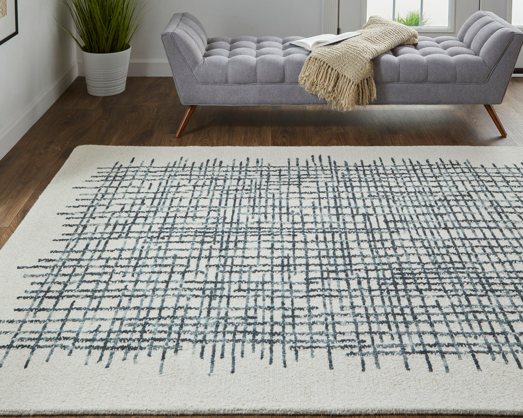 Maddox Transitional Abstract Ivory Gray Black Area Rug (2' x 3')