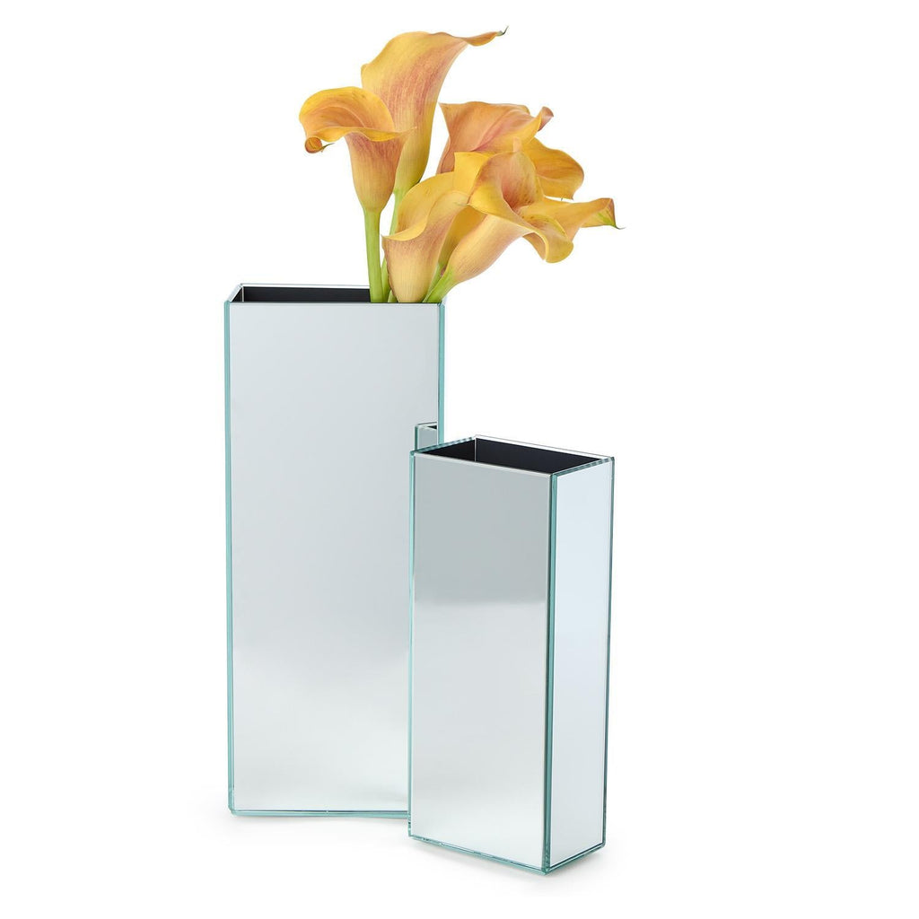 Set of 2 Mirrored Square Vases - Daniel House Club