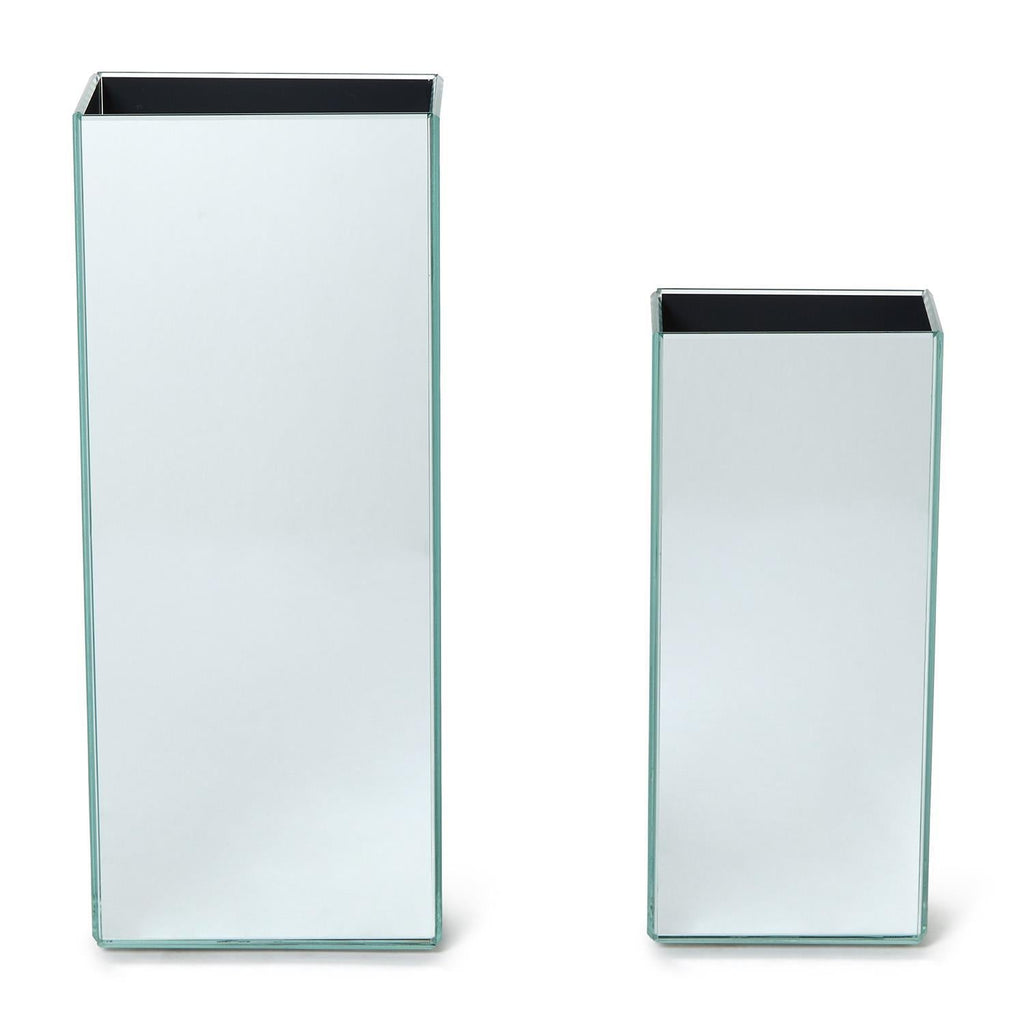 Set of 2 Mirrored Square Vases - Daniel House Club