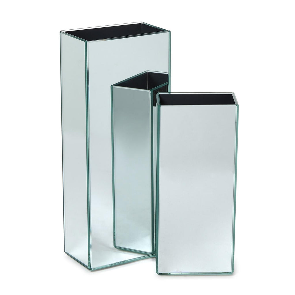 Set of 2 Mirrored Square Vases - Daniel House Club