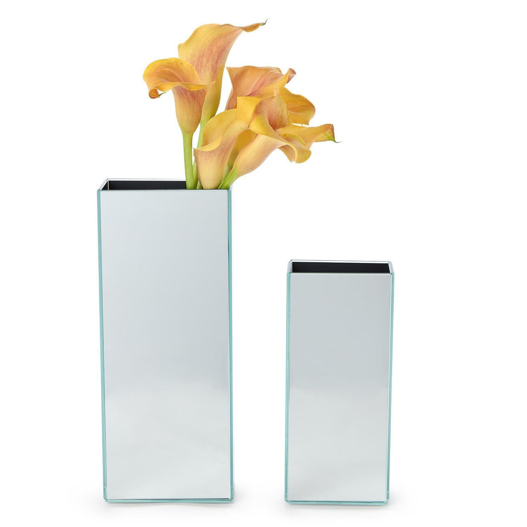 Set of 2 Mirrored Square Vases - Daniel House Club