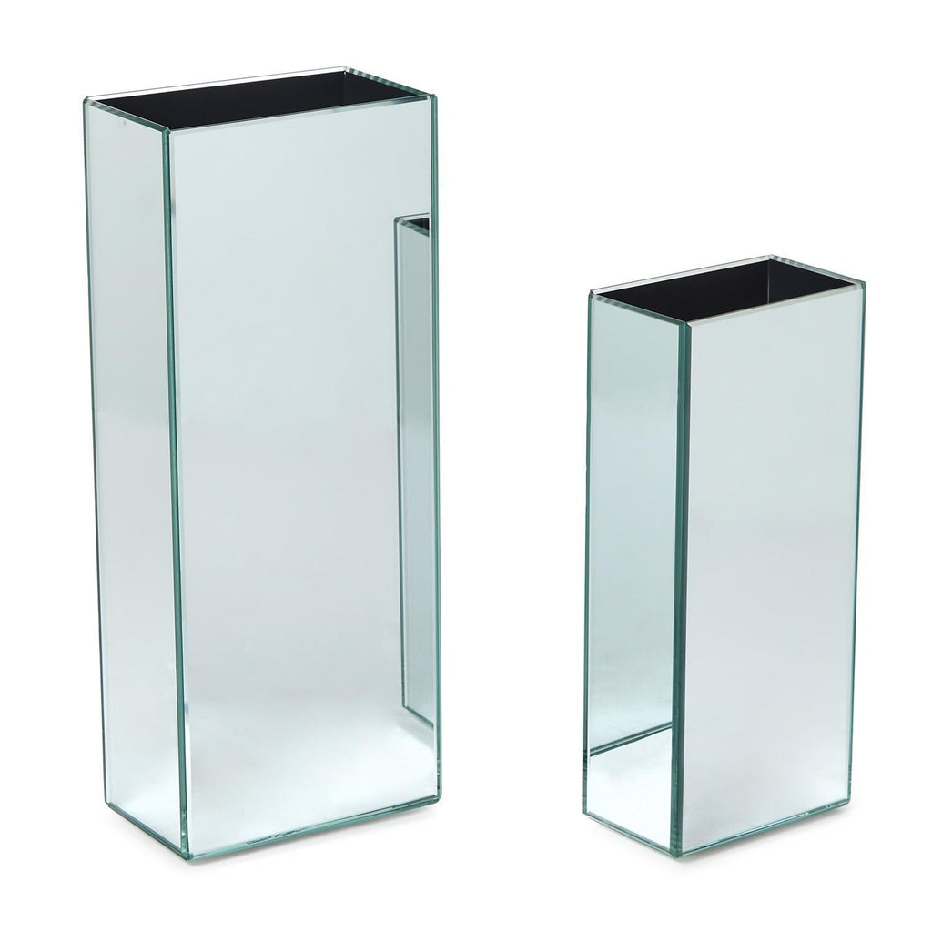 Set of 2 Mirrored Square Vases - Daniel House Club